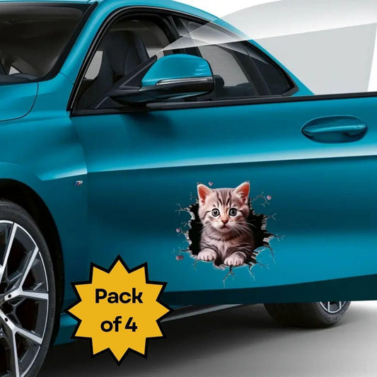 Durable Cat Pattern Car Sticker (Pack of 4)